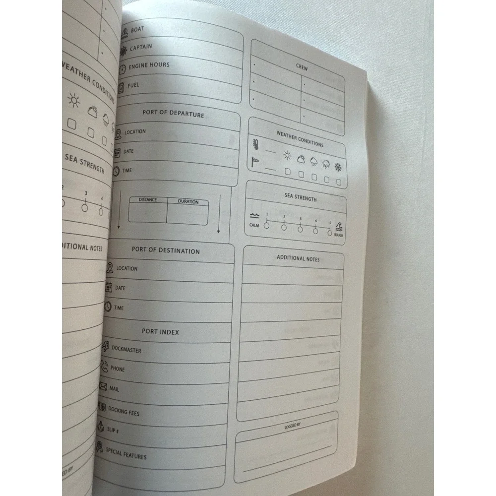 Boat Log Book Captain's Nautical Journal Vessel Trip Maintenance Record Compass